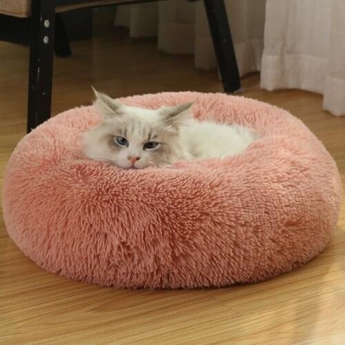Round Cat Beds House Soft Long Plush Best Pet Dog Bed For Dogs Basket Cushion Cat Bed Cat Mat Animals Sleeping Sofa Pet Products