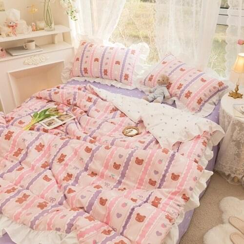 Summer Soft Breathable Washed Cotton Quilt Pure Color Comforter Flowers Print Throw Duvet Washed Throw Blanket Bedding