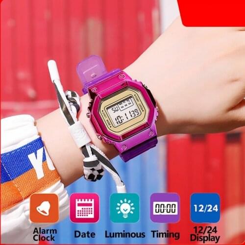Multifunctional Chronograph Sport Watches Children LED Digital Watch LED Luminous Alarm Waterproof Backlight Square Watches