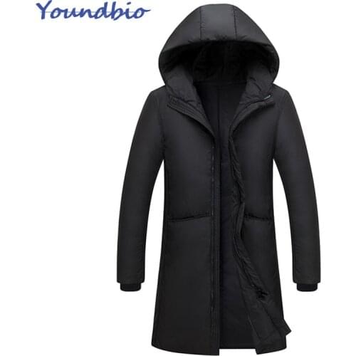 Mens Long Down Jacket Men 2021 Winter New Hooded Thickening Warm Waterproof Jackets Black Soft Shell Windbreaker Jacket For Men
