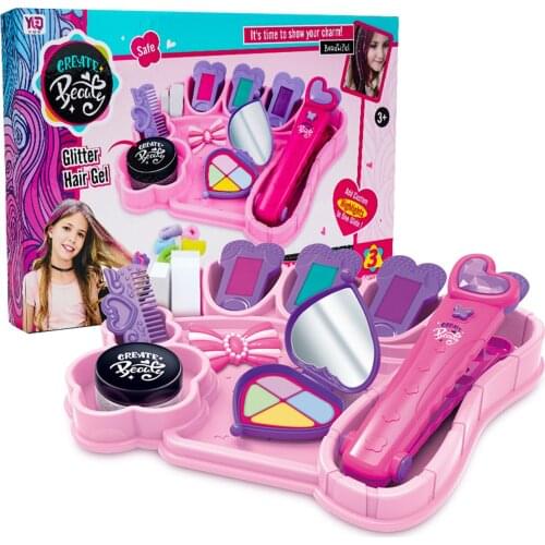 My Princess Make Up Kit 18PCS Washable Girls Makeup Toys Pink Makeup Set Princess Hairdressing Simulation Plastic Toy For Girls
