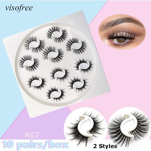 10 pairs visofree Eyelashes Set 15-20 mm 3d Mink Lashes makeup Faux Mink wispy faux cil eyelash extension Lashes Pack Wholesales