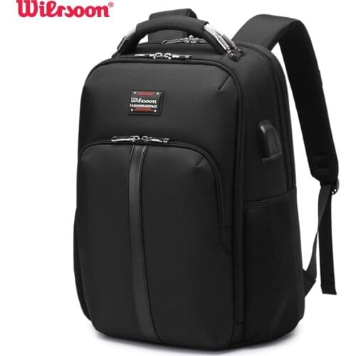 WIERSOON New Multifunctional Backpack Men USB Charging 15.6 inch Laptop Bakcpack Man Waterproof Travel Bag