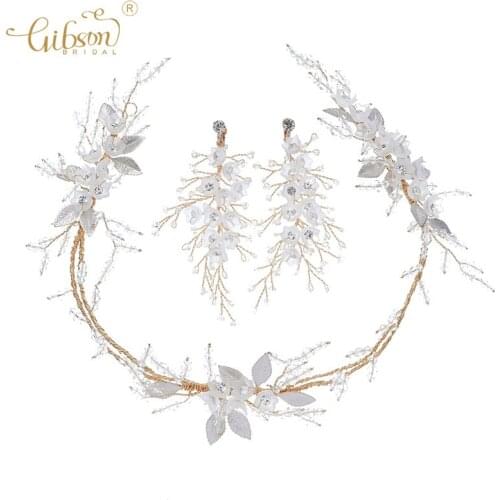 Wholesale Wedding Headdress Delicate Crystal Flower Design Hair Vine And Earring Set Custom Women Girls Headpiece