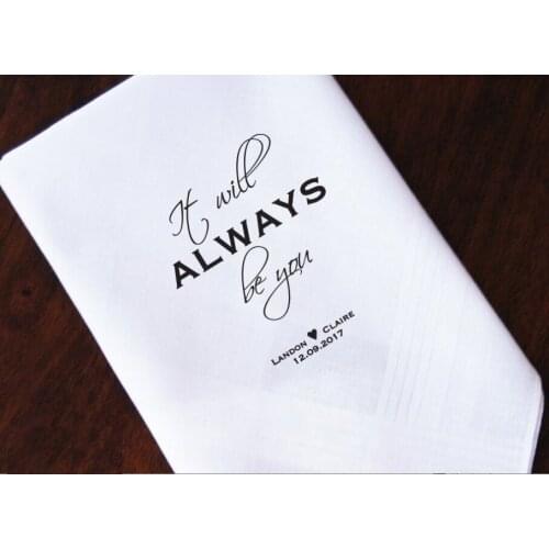 Personalize Groom Printed Wedding Handkerchief from the Bride Wedding Favors, Custom Wedding Hankies