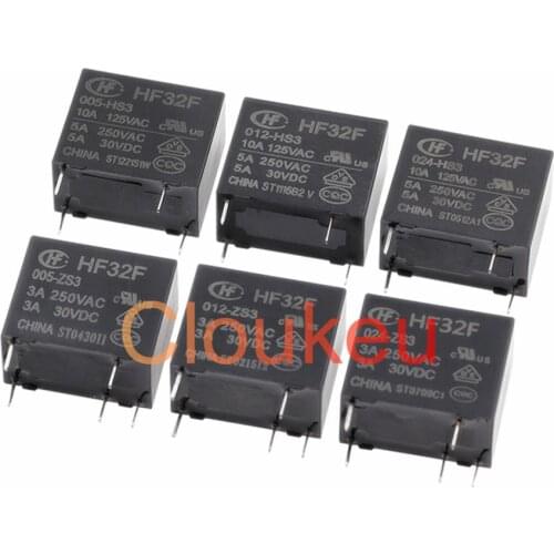 Relay HF32- JZC-32F-005 009 012 024-HS3 ZS3 3A 5A 4pin 5pin 5V 9V 12V 24VDC