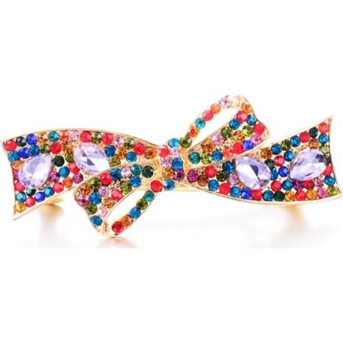 High Quality Rhinestone Crystal Bow-knot Hairclips Brand Gold color Hairpins Women Barrettes Hair Jewelry