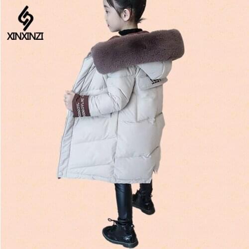 XINXINZI Russian Winter Down Jacket for Girls Clothes Parka Real Fur Hooded Waterproof Girls snowsuit -30 degrees Coats For Kids