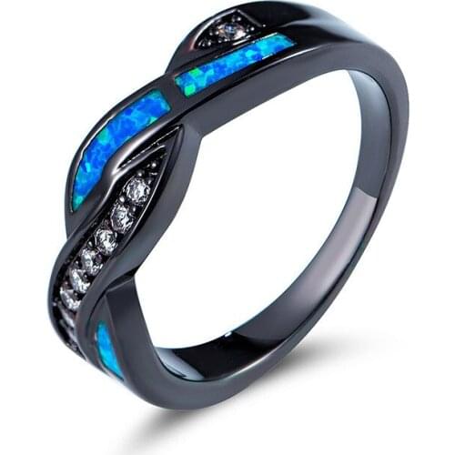 Cross-Border Jewellery For Titanium Steel Black Gold Plated Opal Ring