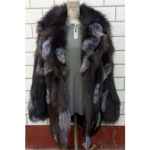 Womens Genuine real natural fox fur coat fashion English collar warm winter jacket outwear custom big size