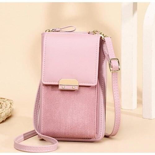 Pu Leather Women Mobile Phone Solid Color Shoulder Bag For Ladies High Quality Female Wallet Mini Crossbody Bag