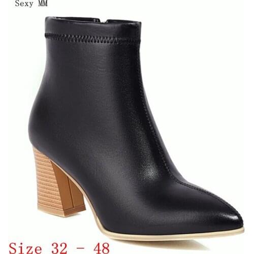 Spring Autumn High Heels Women Ankle Boots Woman Short Boots High Heel Shoes Small Plus Size 32 - 48