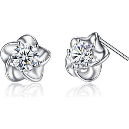 Creative Plum Blossom Stud Earrings Crystal Earrings for Women Fashion Jewelry Accessories