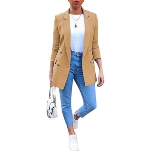 Womens Ladies Solid Turn Collar Plus Size Autumn Fashion Office Lady Solid Color Blazer Long Sleeve Suit Jacket New Chic suit