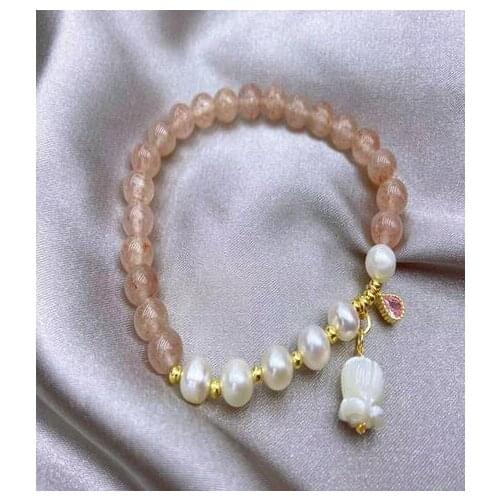 Original design Hand woven Winding jewelry 100% Natural Strawberry crysta freshwater Pearl bracelet for women