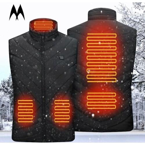 2021 New Winter Men Vest Solid Color Thick Coat Stand Collar Heated Warm Waistcoat Mens Outdoor USB Smart Heating parkas Vests