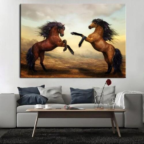 Animal Art Two Horses Canvas Painting Wall Art Pictures For Living Room Modern Animal Horses Abstract Art Prints Posters Decor