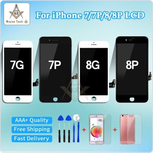 AAA For iPhone 7G 7p 8g 8p LCD With 3D Force Touch Screen Assembly 100% Finger Print Tested Replacement Display Free Shipping