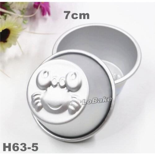 10pcs/lot) New 7cm diameter crab shape aluminium round cup tray cupcake molding pudding mould jelly mold DIY bakery supplies