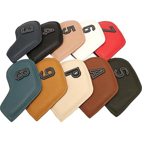 10Pcs Portable PU Golf Club Iron Head Covers Protector Golfs Head Cover Set Golf Iron Putter Protector Guard Wrap Set