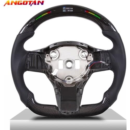 100% Real Carbon Fiber LED Display Steering Wheel compatible For Tesla Model 3