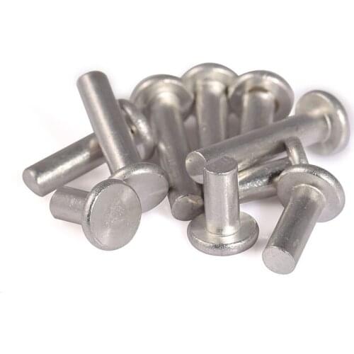 100PCS M5*8/10/12/16/20/25MM M5X8/10/12/16/20/25MM Silver Tone GB109 Aluminium Rivets AL Aluminum Knock Flat Head Solid Rivet M5