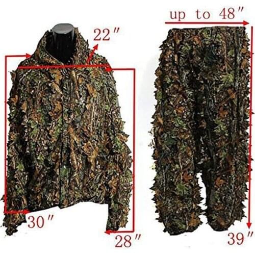 2pcs/set Hunting Ghillie Suits Set Latest 3D Maple Leaf Printed Linen Hunting Clothes Laser Stereo Version jacket and pants