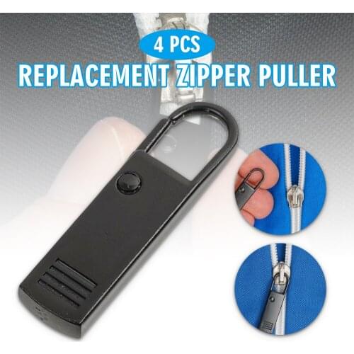 4pcs Metal Black Replacement Zipper Puller Heads 37mm For Jacket Coat Backpack DIY Sewing Zipper Head Accessories