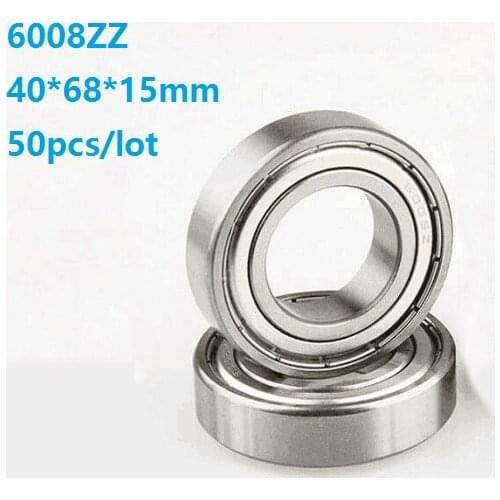 50pcs/lot 40x68x15mm 6008ZZ 6008Z 6008 Z ZZ 40*68*15mm Double metal cover Deep Groove Ball bearing