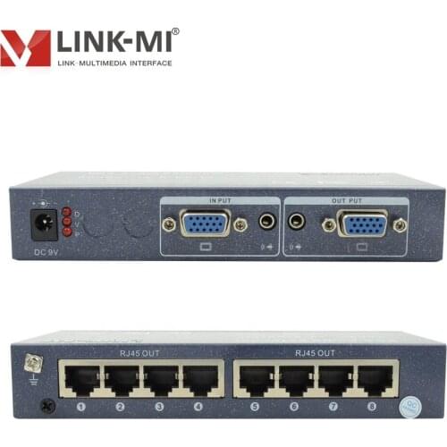 8 Channel HD VGA Video & Audio Extender over UTP Cable 1 Transmitter to 8 Receiver Up to 100M/200M/300M RJ45 Port x 8 Splitter