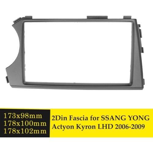 Double Din Stereo Car Radio Fascia CD Plate Panel Trim Double 2 Din Frame Kit For SSANG YONG Actyon Kyron 2005-2011 (Left Wheel)