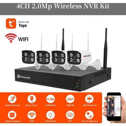 MTStar Wireless 2MP CCTV Wireless System NVR Kit Outdoor P2P Wifi IP Security Camera Set Video Surveillance Kit Night Visi
