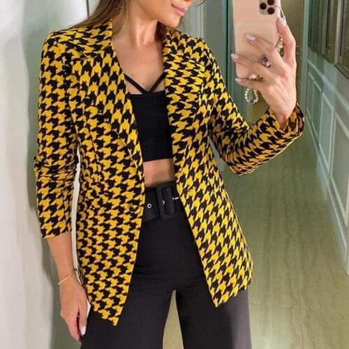 High Quality Women Blazer Coat Spring Autumn New Fashion 2021 Designer Blazer Jacket Metal Lion Buttons Plaid Blazer Outer