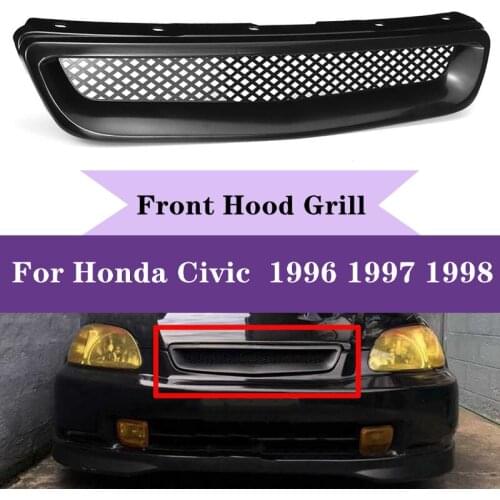 ABS Black Car Front Bumper Hood Grill Grille Cover Trim For Honda Civic1996 1997 1998 EK CX DX EX HX LX Type R