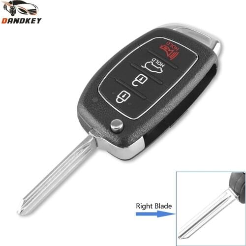 Dandkey 10X 4 Button For Hyundai Right Blade Key Blank Remote Car Key Shell Flip Key 3+1 Button Key Shell Protector key shell
