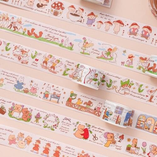 Fairy Tale Book Series Creative Cartoon Animals Masking Washi Tape Cute Decorative Tapes Scrapbooking Sticker Label Stationery