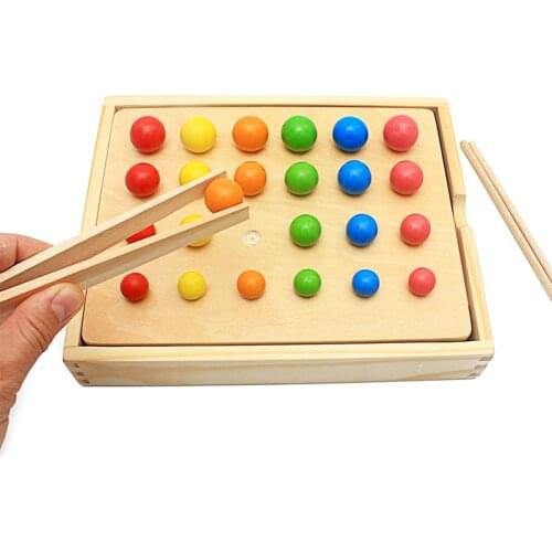 Baby Montessori Daily Life Clipping Ball Colorful Balls Shapes Colors Hand-eye Coordination Early Educational Toy for Children