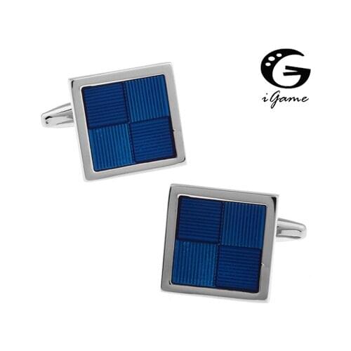 Enamel Fashion Blue Check Style Cuff Links