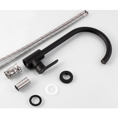 European style 360 degree sink kitchen tap black surface hot and cold water faucet