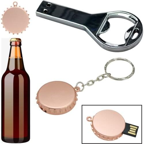Hot Sale Beer Bottle Cap Opener Key Chain Usb Flash Drive Memory Stick Drives 128G 8G 4GB Usb Pen Car Flash USB Flash Drive Gift