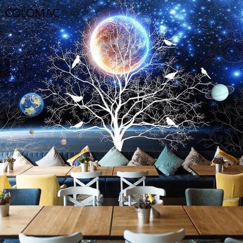 Colomac Custom 3D Personality Starry Wallpaper Ceiling Bar Background Decorative Mural Luxury Living Room Decor Drop Shopping