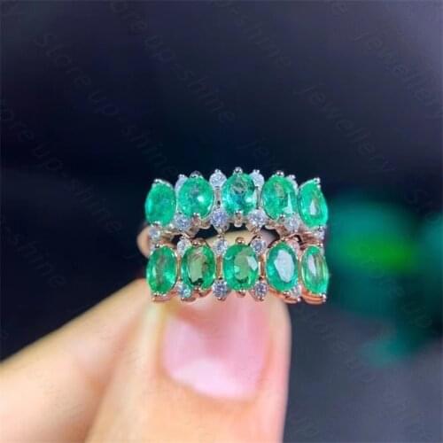 Natural emerald ring 925 silver ladies ring luxurious atmosphere dignified and elegant