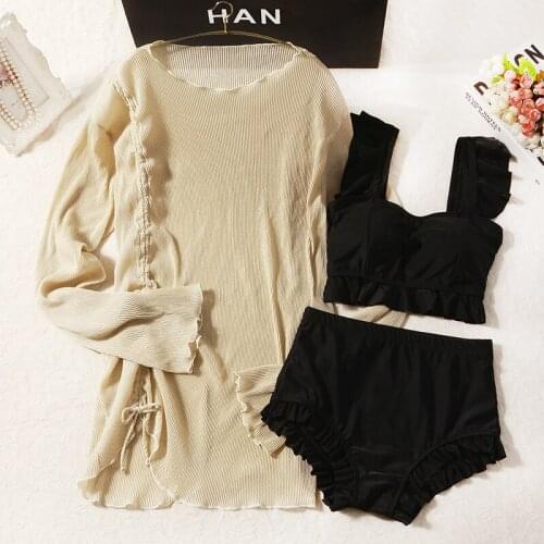 Women Sexy Three Piece Set Swimming Suit Bathing Suit Hot Spring Swimsuit Anti-sunburn Beach Dresses Split Skirt Style Swimwear