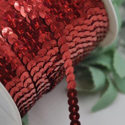 10Y Red Color Sequin Ribbon Spangle Lace Sewing Decoration Wedding Embroidery Trim Diy S14