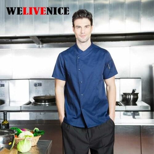 Summer food service clothing chef uniform jacket restaurant hotel working wear short sleeve Chef Costume for Men #7437