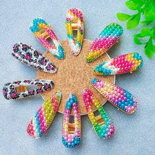 Fashion Pearl Imitation Beads Hair Clip For Women Colorful Barrette Rhinestones Girls Candy Color Hairpin Hair Accessories