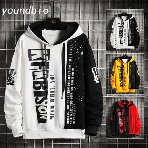 Fashion Pullover Hoodie Mens Casual Sweatshirt Loose New Men Fashion Personality Pullover Letter Printed Hoodie Tops W061