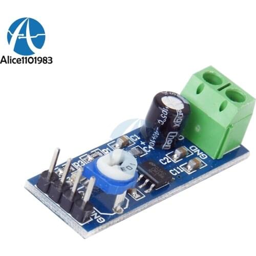 LM386 Audio Amplifier Module 10K Variable Adjustable Resistance Power Indicator 200 Multiplier Speaker Wire Holder Board