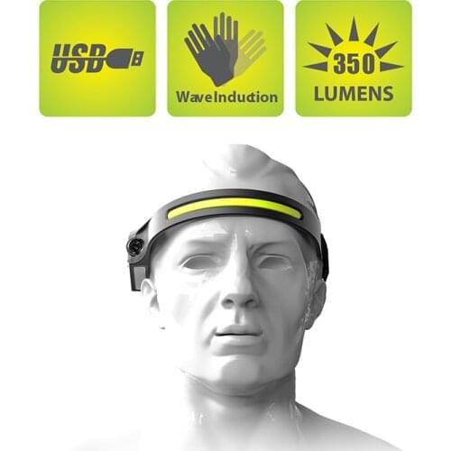 NEW COB LED Headlamp Sensor Headlight with Built-in Battery USB Rechargeable 350-550LM Head Lamp Torch Lighting Work Light