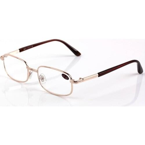 Men Women Ultra-light Mental Full Frame Reading Glasses Gloden Glass Lens Hyperopia Eyewear 50 to 600 R167